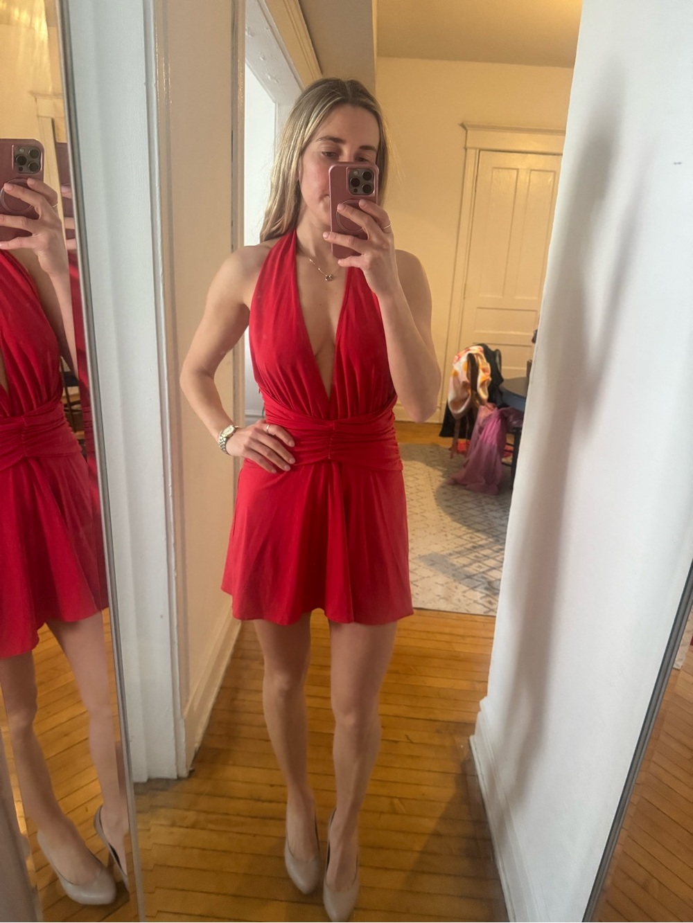 Zara Red Halter Mini Dress - Picture 2 of 4